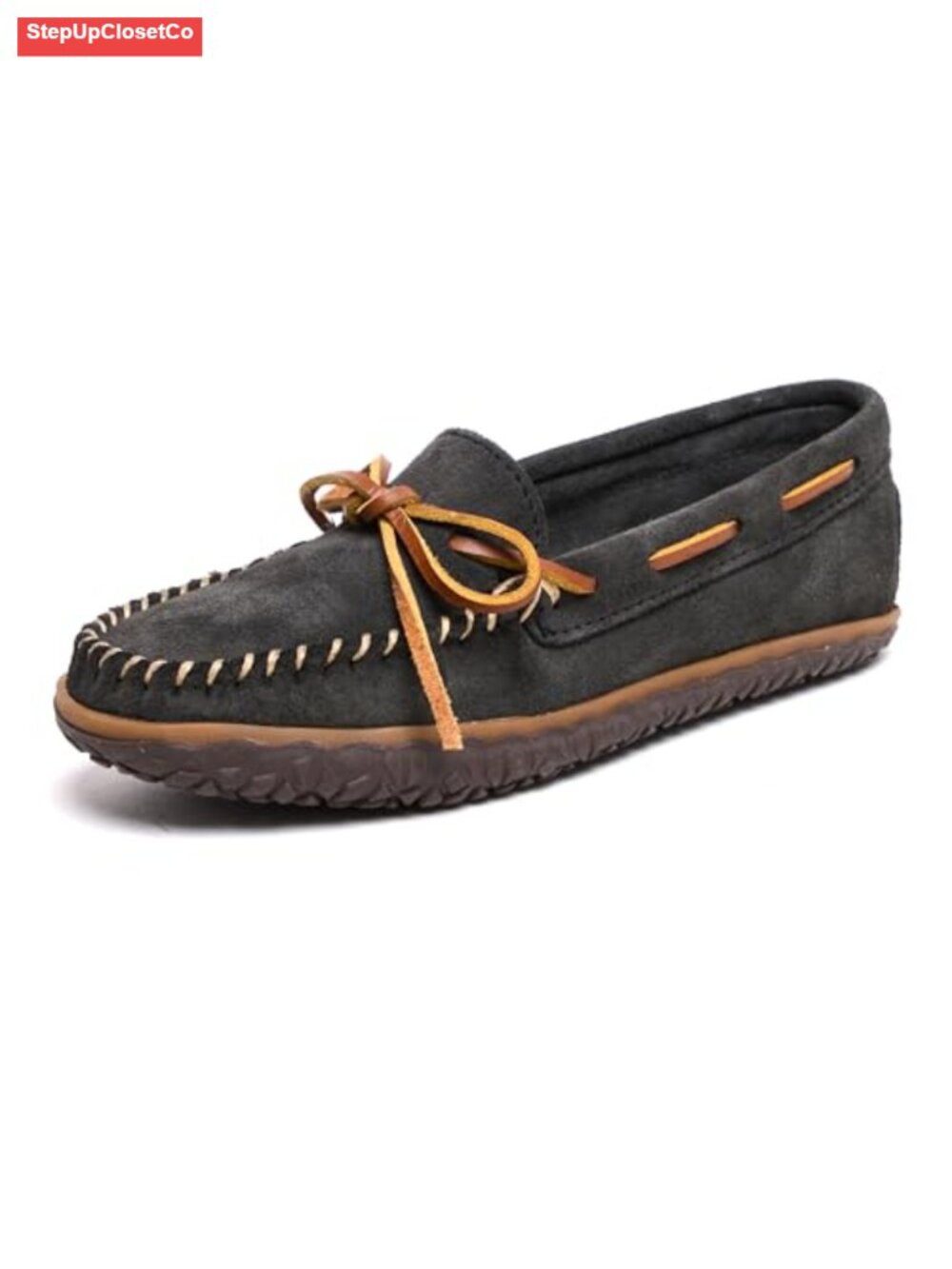Minnetonka Suede Slipper with Rawhide Lace and Foam Midsole